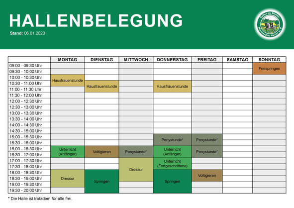 Hallenbelegung Nienstedter Reiter e.V.